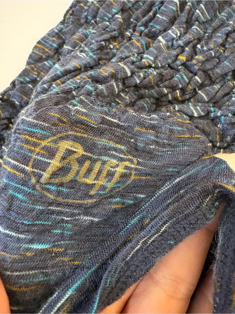 Buff Merino Wool Shirred Blue Neck Gaiter Heathered Neckwear Hike Work Bandana